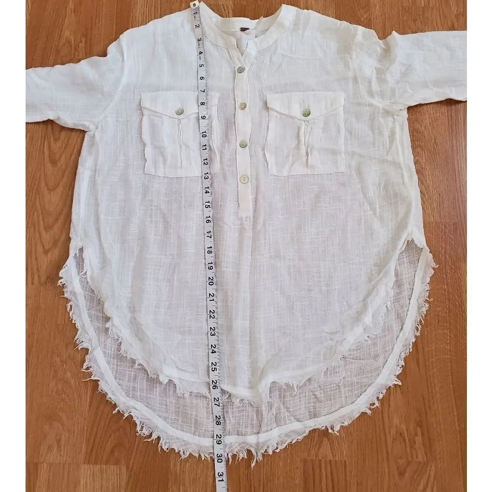 Free People White “Talk to Me” Blouse Sz Sm/P